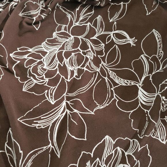 Daisy Fuentes Brown White Floral Sleeveless Ruffled Dress Size PL - Picture 7 of 8